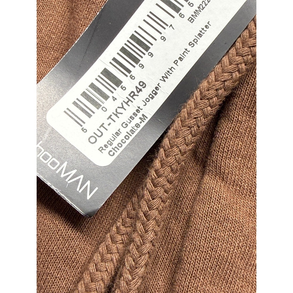 BoohooMAN Regular Gusset Sweatpants Mens Medium Chocolate Brown Paint Splatter - Picture 5 of 13